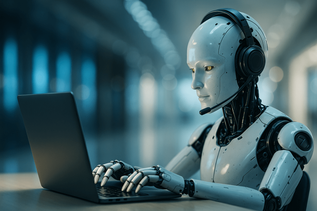 Illustration showing different types of AI agents and how they work together in automation and creativity.