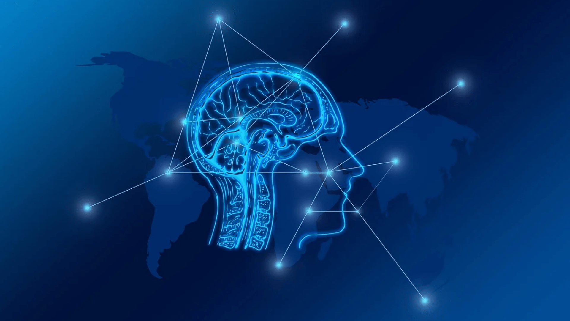 Interconnected digital systems and apps linked through glowing data lines, symbolizing API connections powering AI tools.